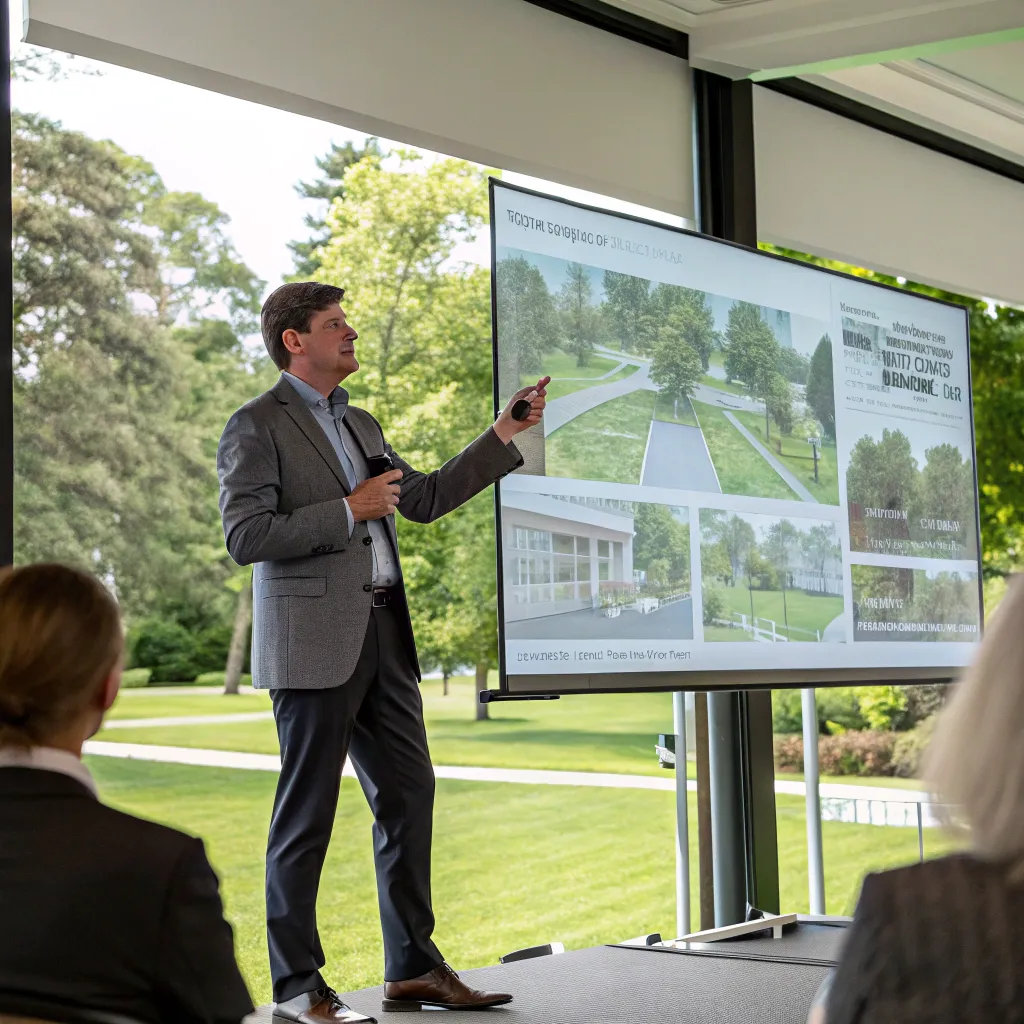 James Turner presenting his corporate campus landscape designs