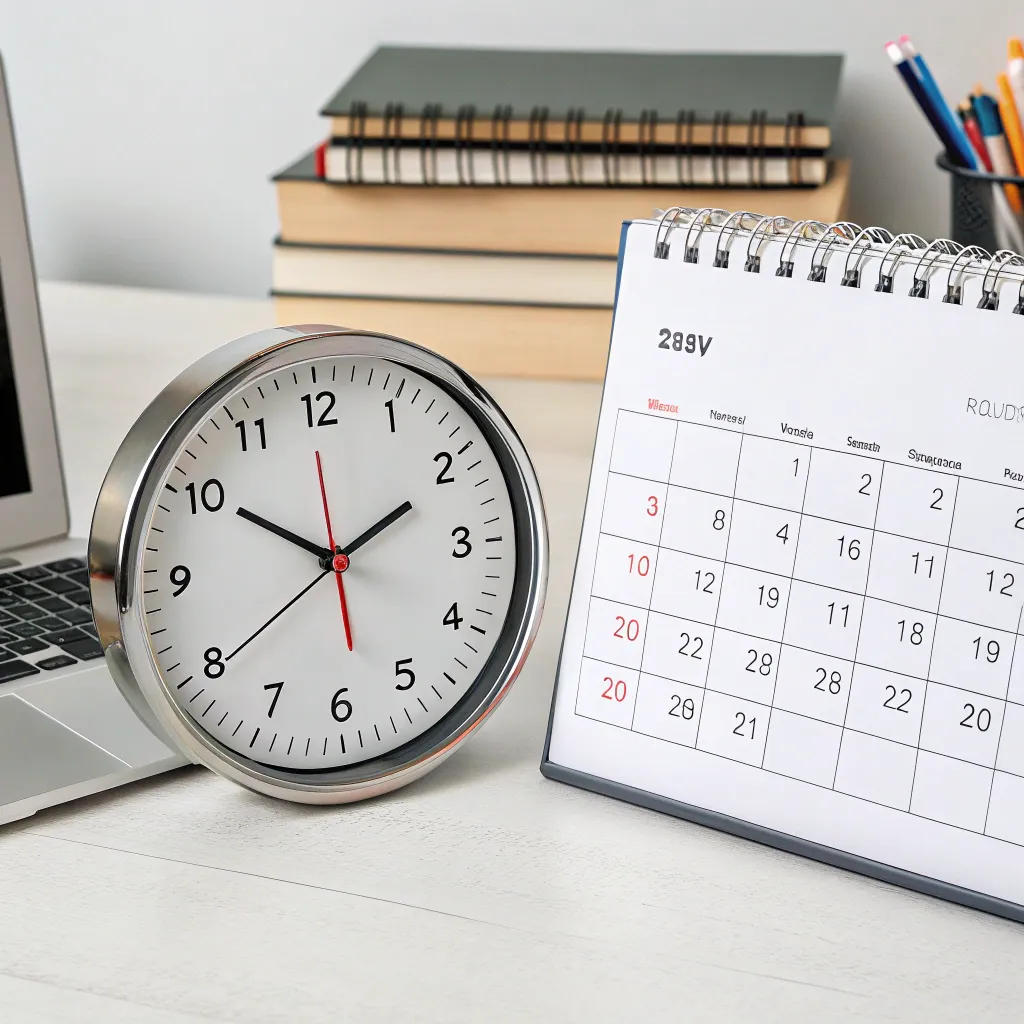 Clock and calendar representing course duration