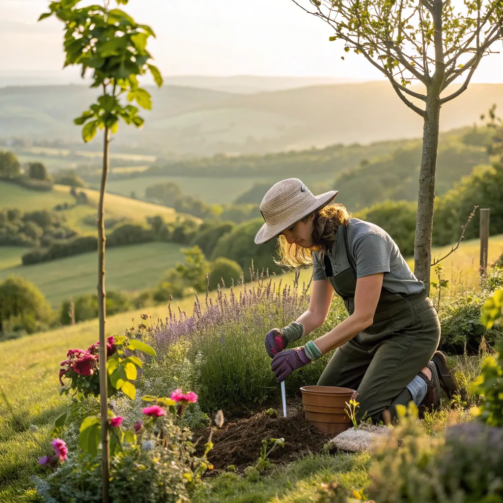Sophia Wells engaged in a rural landscape project